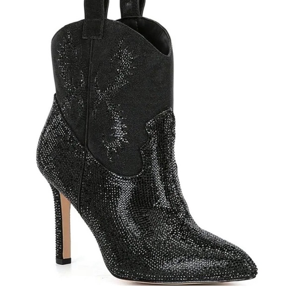 Gianni Bini Women’s Rhinestone Black Cowboy Booties Size 7.5 New W/O Box - Picture 1 of 6